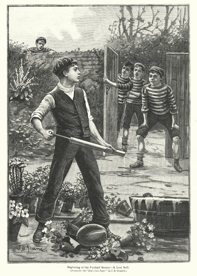 Début de la saison de football - Un ballon perdu (litho) - John Beasley Greene