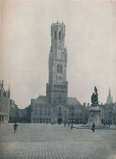 Le Marché et le Beffroi, Bruges, Belgique vers 1900-1914-1915 - John Benjamin Stone
