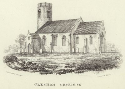 Église de Tous les Saints dans le village de Gresham - John Berney Ladbrooke