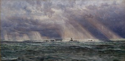 Une Tempête du Nord-Ouest au Large du Phare de Longships, 1873 - John Brett