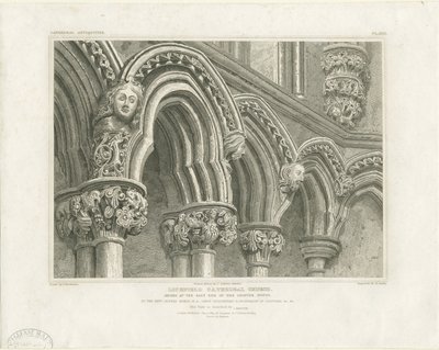 Intérieur de la cathédrale de Lichfield - Arches dans la salle capitulaire : gravure, nd [c. 1819] - John Britton