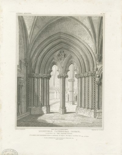 Intérieur de la cathédrale de Lichfield - Porte de la salle capitulaire - John Britton