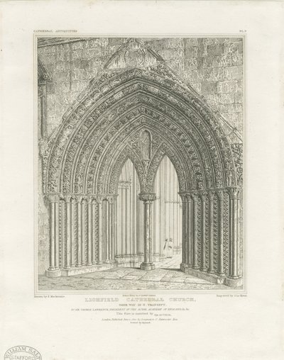 Cathédrale de Lichfield - Porte du transept nord : gravure, nd [c 1820] - John Britton