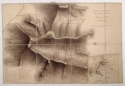 Croquis des travaux érigés par les Français sur Richmond Hill, Grenade - John Brown