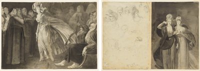 Femme debout parmi les frères (recto) Esquisses de têtes (verso, gauche); Deux femmes (verso, droite) - John Brown