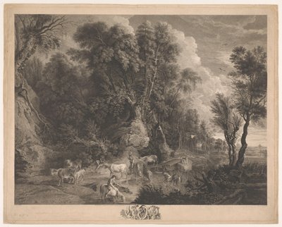 Paysage avec bergers et troupeau près d