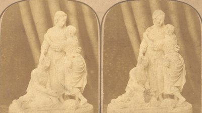 Paire de vues stéréographiques anciennes de statues britanniques, 1850s-1910s - John Browning