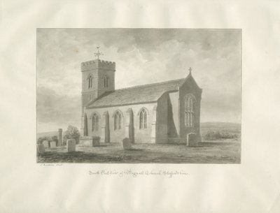 Église de Bagnall : dessin sépia, 1848 - John Buckler