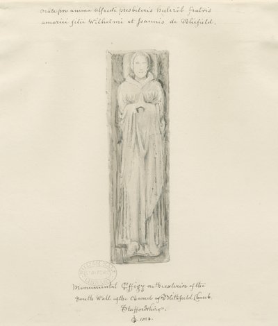 Église de Blithfield - effigie monumentale : dessin teinté, 1823 - John Buckler