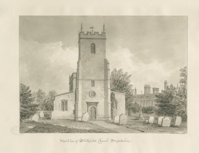 Église de Blithfield : dessin sépia - John Buckler