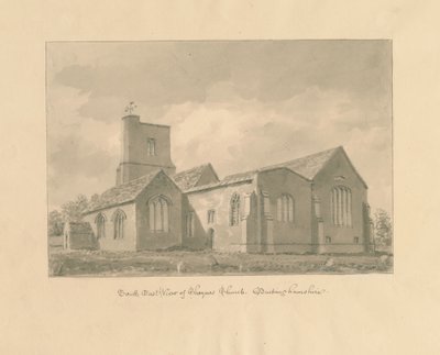 Buckinghamshire - Église de Chenies : dessin sépia, 1824 - John Buckler