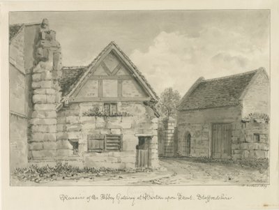 Abbaye de Burton-upon-Trent : dessin sépia - John Buckler