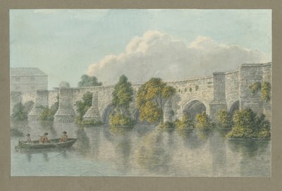 Burton-upon-Trent Bridge and Town: aquarelle - John Buckler