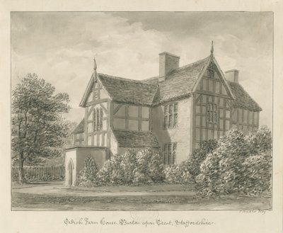 Burton-upon-Trent - Ordish Farm House (dessin sépia, 1839) - John Buckler