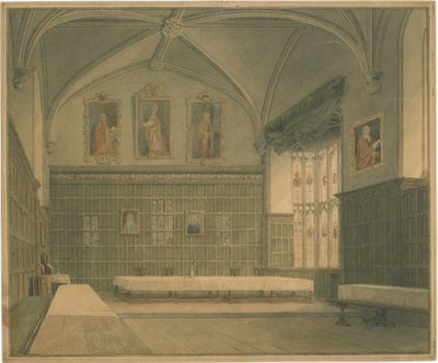 Cambridgeshire - Hall dans [?Jesus] College - Vue intérieure, 1818 - John Buckler