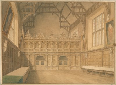 Cambridgeshire - Trinity College Hall - Vue intérieure - John Buckler