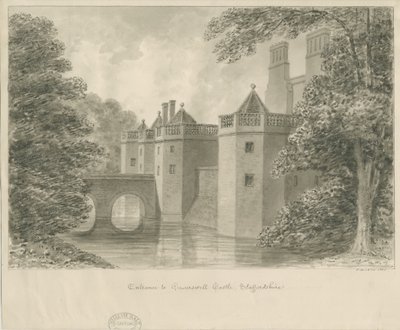 Château de Caverswall : dessin sépia, 1840 - John Buckler