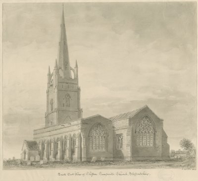 Église de Clifton Campville : dessin sépia - John Buckler