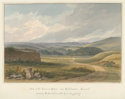 Cornouailles - Kilkhampton - Site de la maison à Stowe, 1827 - John Buckler