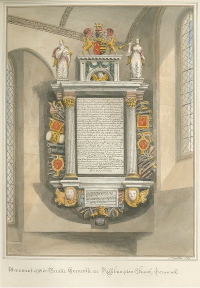 Cornouailles - Église de Kilkhampton - Monument de Sir Bevil Grenville - John Buckler