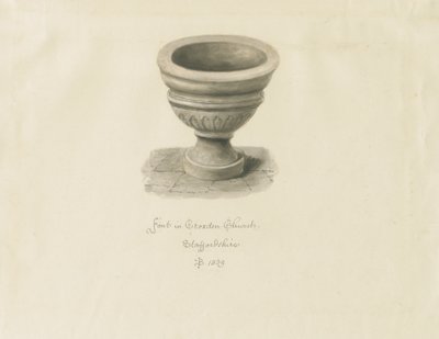 Croxden - Fontaine dans la chapelle des invités : dessin sépia - John Buckler