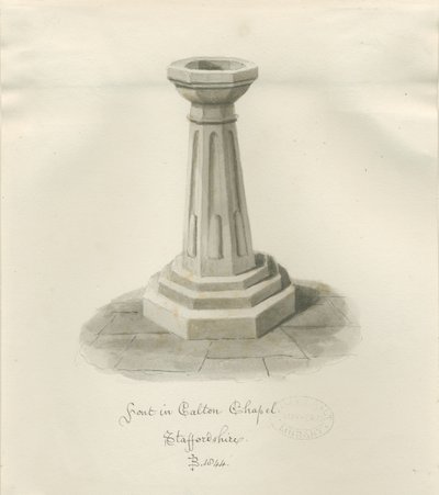 Fonts baptismaux dans la chapelle Calton - Maintenant 
