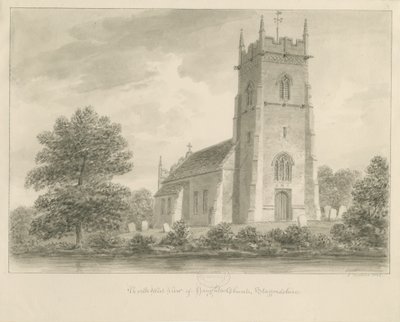 Église de Haughton : dessin sépia - John Buckler