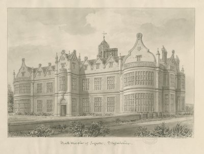 Ingestre Hall : dessin sépia - John Buckler