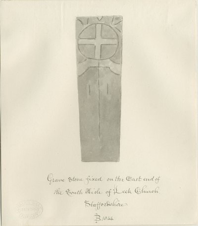 Église de Leek - Pierre tombale : dessin sépia - John Buckler