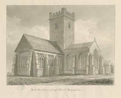 Église de Leigh : dessin sépia - John Buckler