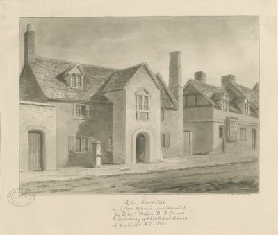 Lichfield - Hôpital pour femmes : dessin sépia - John Buckler