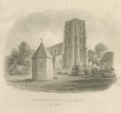 Lichfield - Puits de Saint-Chad : dessin sépia - John Buckler