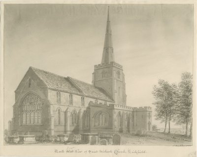 Lichfield - Église St. Michael : dessin sépia - John Buckler
