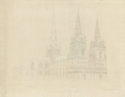 Cathédrale de Lichfield - Vue Nord-Ouest - John Buckler