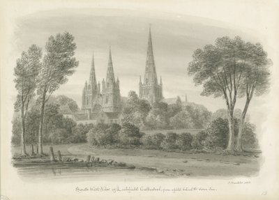 Cathédrale de Lichfield - Vue sud-ouest - John Buckler