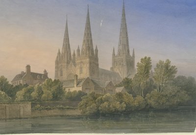 Cathédrale de Lichfield - Vue Sud-Ouest - John Buckler