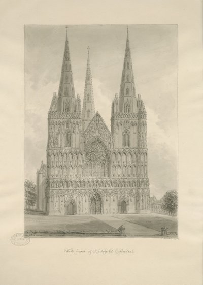 Cathédrale de Lichfield - Façade ouest - John Buckler