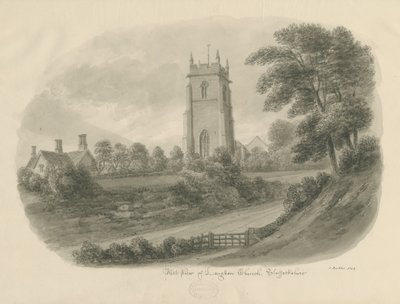 Église de Longdon : dessin sépia - John Buckler