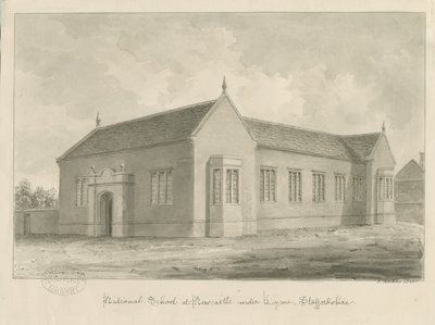Newcastle-under-Lyme - École nationale : dessin au lavis sépia - John Buckler