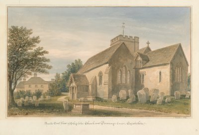 Oxfordshire - Église de Shiplake et maison du presbytère, 1830 - John Buckler