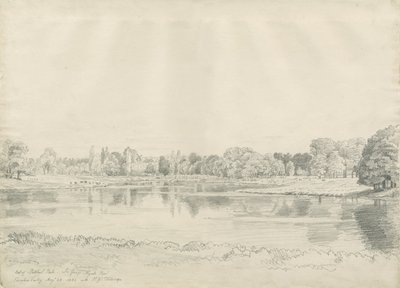 Maison de Patshull - Parc et étang : dessin au crayon, 25 août 1820 - John Buckler
