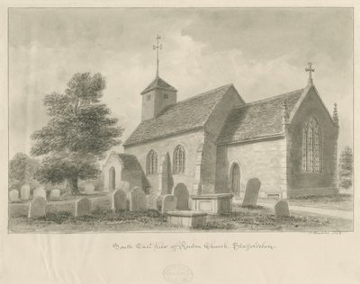 Église de Ranton: dessin sépia, 1842 - John Buckler