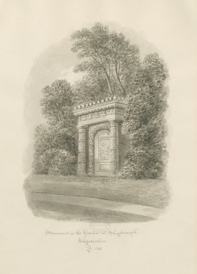 Shugborough - Monument : dessin sépia - John Buckler