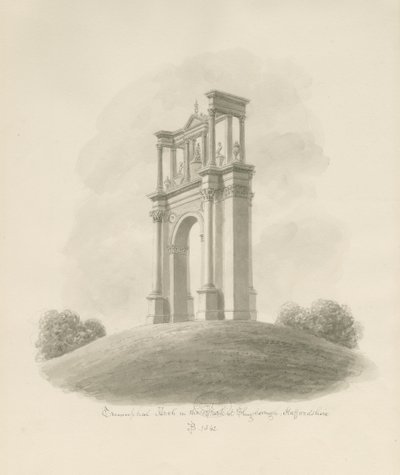 Shugborough - Arc de triomphe : dessin sépia - John Buckler