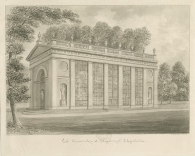 Shugborough Hall - Serre : dessin sépia - John Buckler