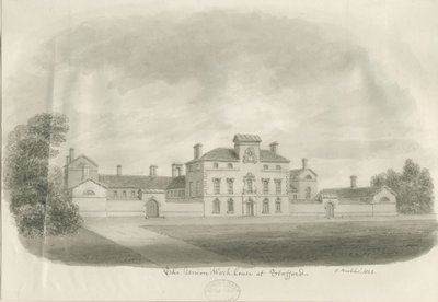 Stafford - Union Workhouse: dessin sépia - John Buckler