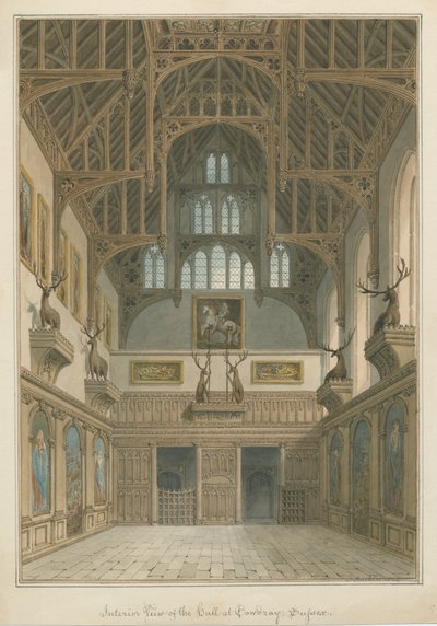 Sussex - Maison de Cowdray - Intérieur du Hall - John Buckler