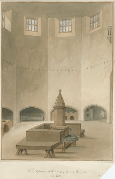 Sussex - Maison de Cowdray - Intérieur de la cuisine, 1830 - John Buckler