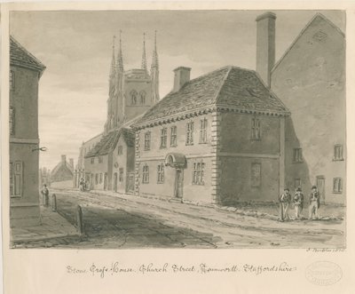 Tamworth - Maison de la croix de pierre : dessin sépia - John Buckler