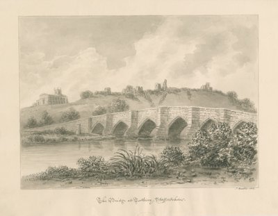 Château, église et pont de Tutbury - John Buckler